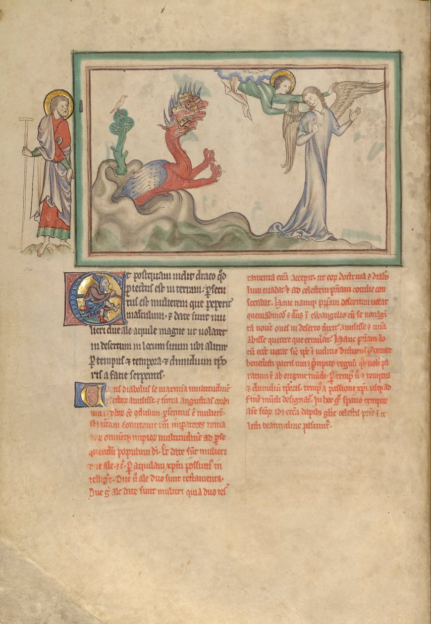 The Dragon Pursues the Woman Clothed in the Sun Who Receives the Wings of an Eagle by Unbekannt Unbekannt