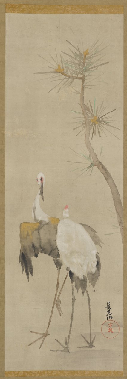 Two Cranes and a Pine Tree by Unbekannt Unbekannt