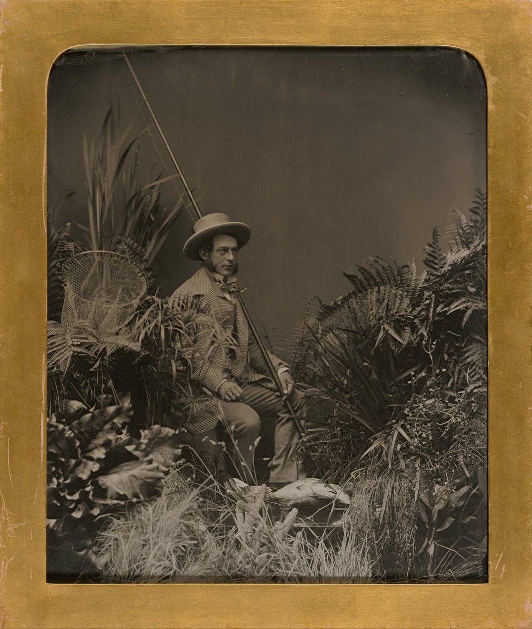 Studio Portrait of a Man Posed with Fishing Gear, The Fisherman by Unbekannt Unbekannt