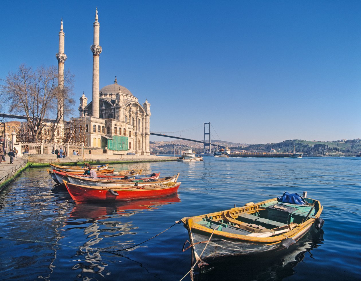 View of the Mosque of Abdulmecid at Ortakoy with the Bosphorous Bridge in the background by Unbekannt Unbekannt