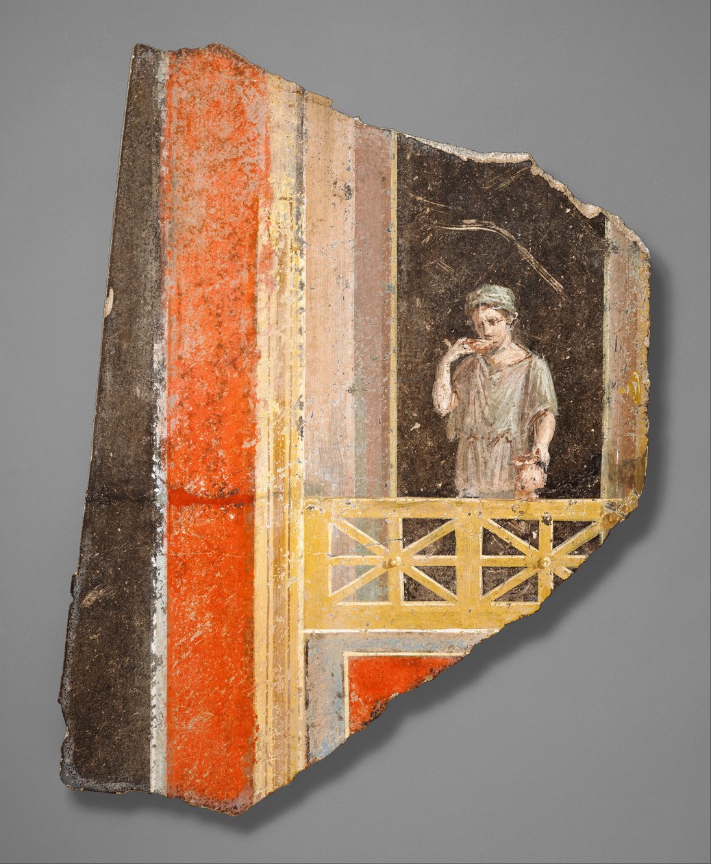 Wall Fragment with a Woman on a Balcony by Unbekannt Unbekannt