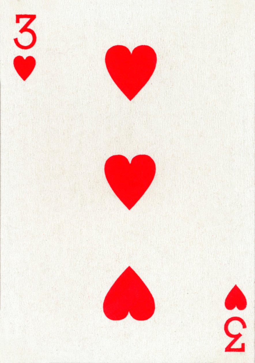 3 of Hearts from a deck of Goodall & Son Ltd. playing cards, c1940 by Unbekannt