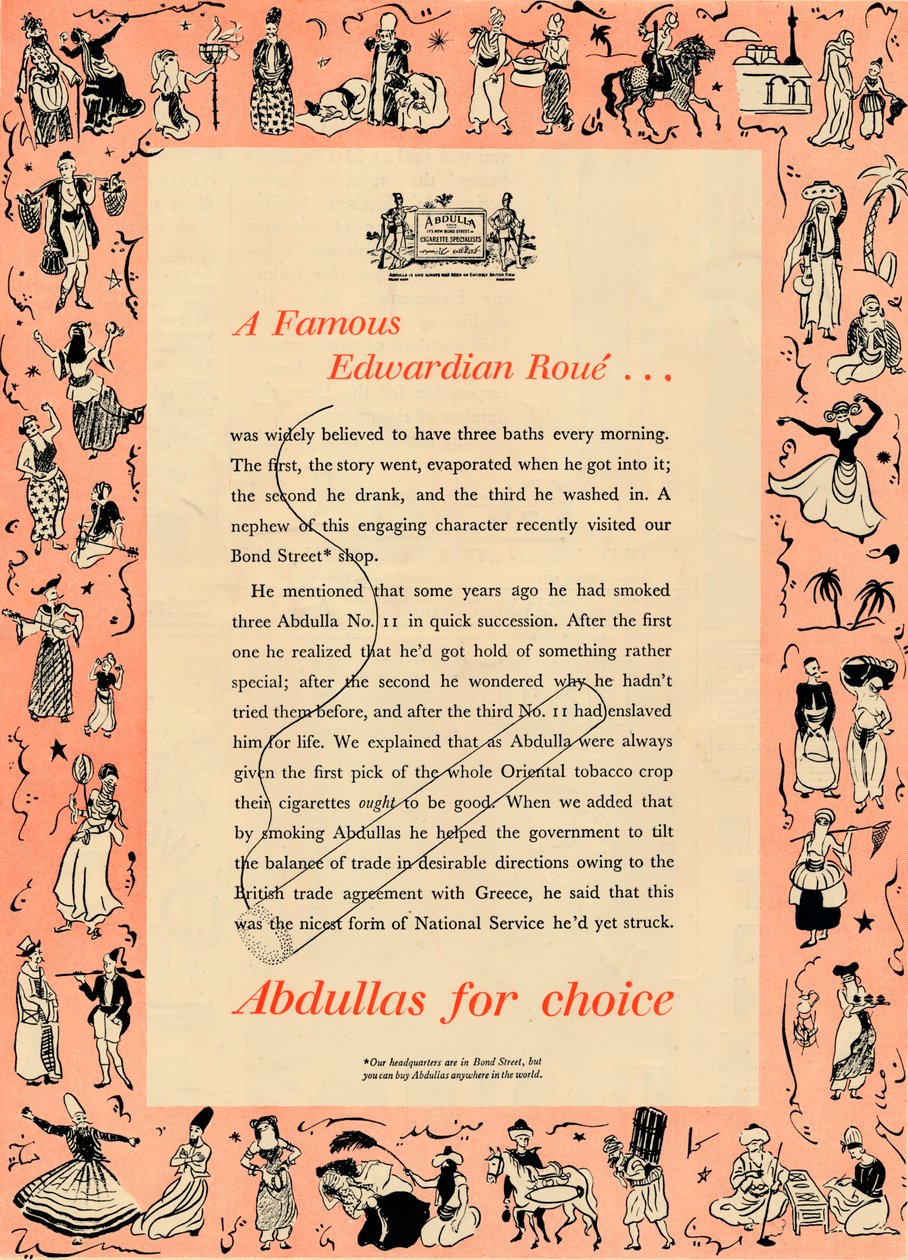 A Famous Edwardian Roue Abdullas for Choice by Unbekannt