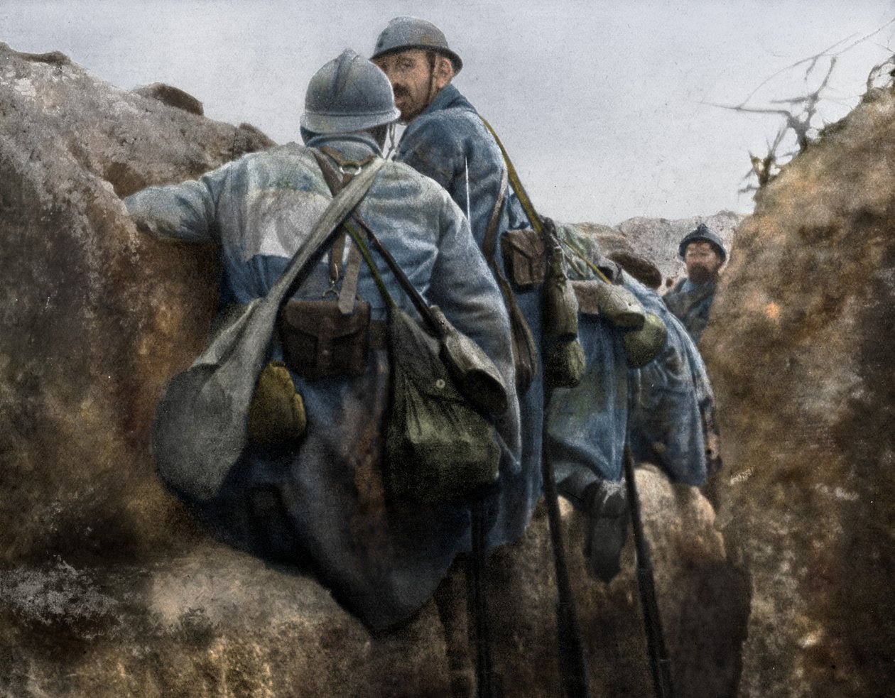 A French trench before an attack, 2nd Battle of Champagne, France, 25 September 1915 by Unbekannt