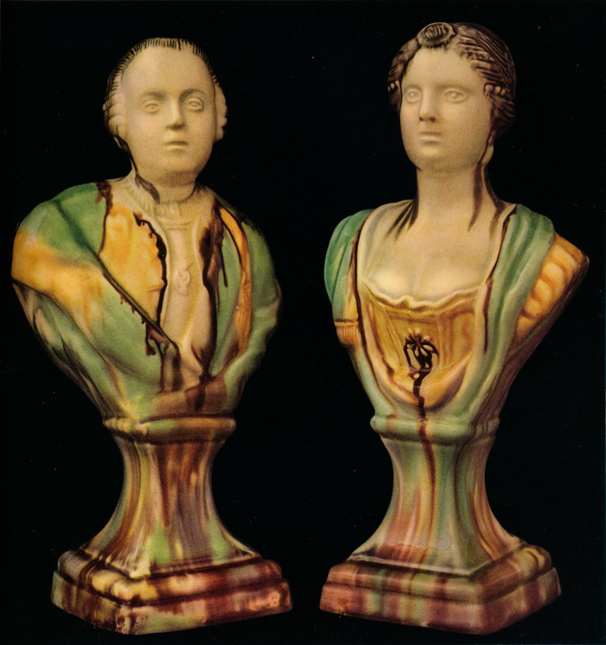 A Pair of Staffordshire Earthenware Busts Representing King George III and Queen Charlotte by Unbekannt