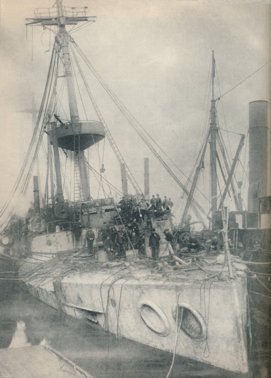 A Salvage Triumph. The Cruiser Gladiator, Supported by Salvage Tugs, 1908 by Unbekannt