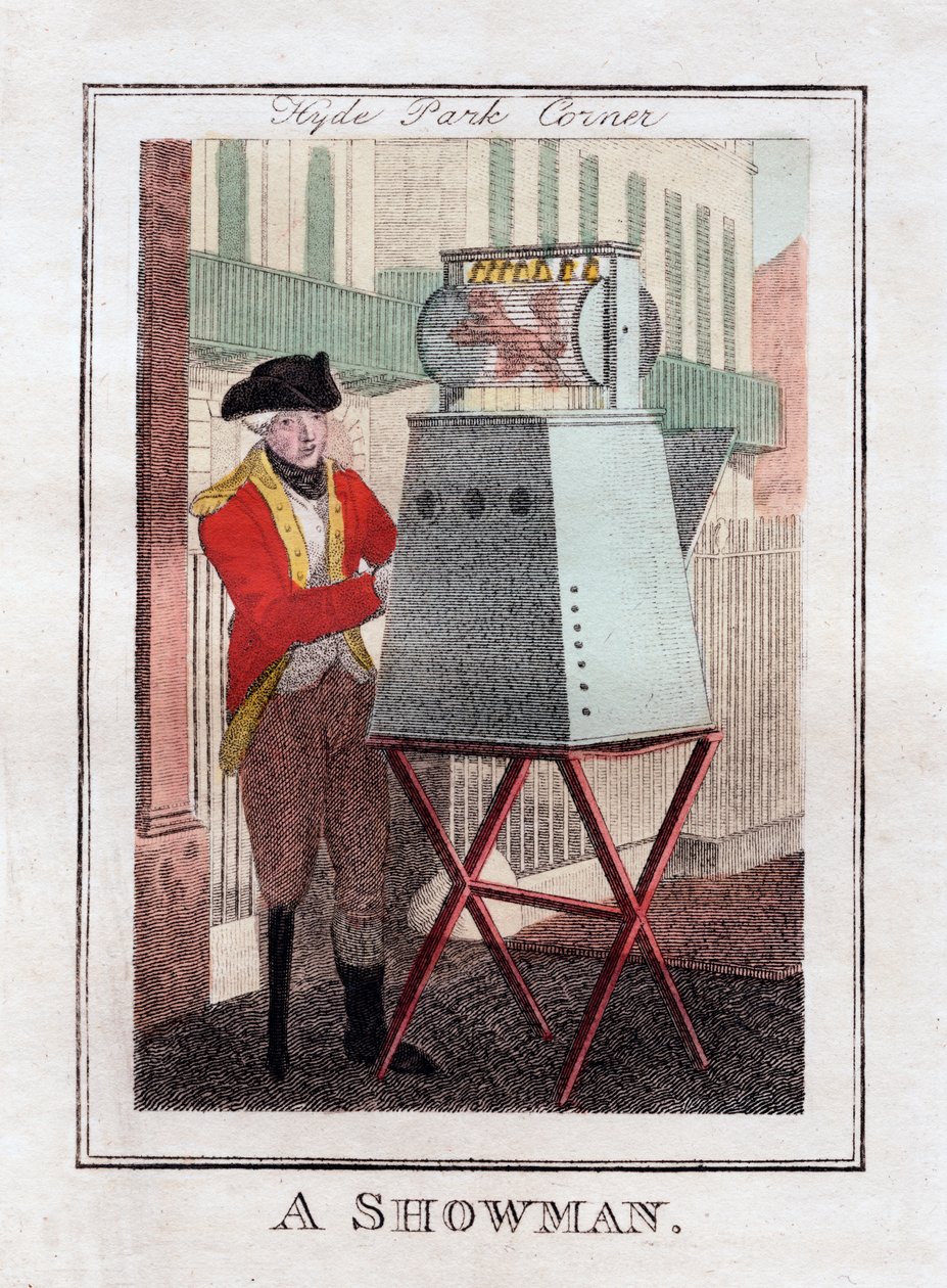 A Showman, Hyde Park Corner, London, 1805 by Unbekannt