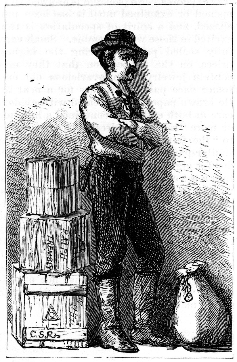 A Wells Fargo messenger from their Express Delivery service via the Isthmus of Panama, 1875 by Unbekannt