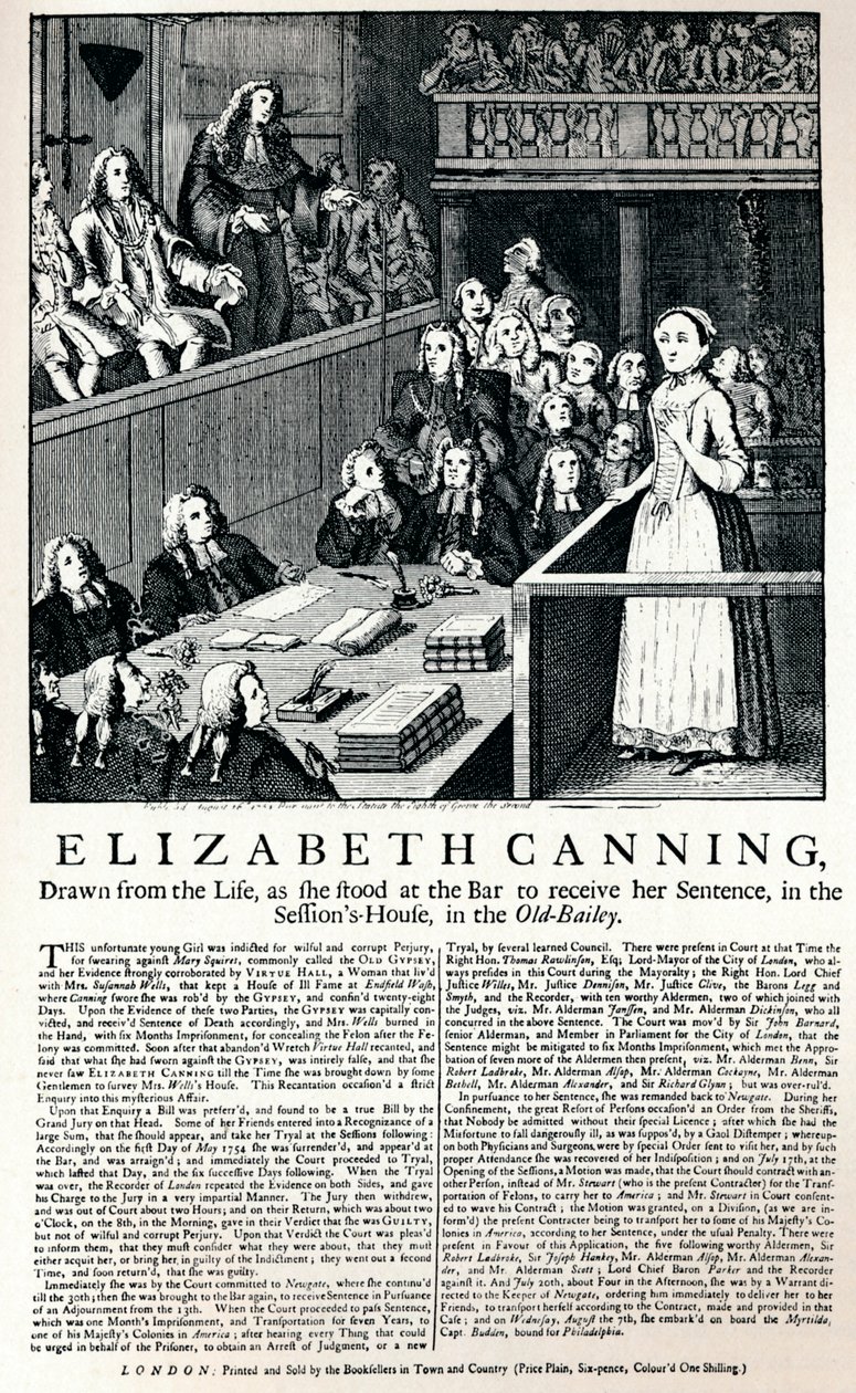 A Broadside of 1754 Reporting on the Case of Elizabeth Canning by Unbekannt