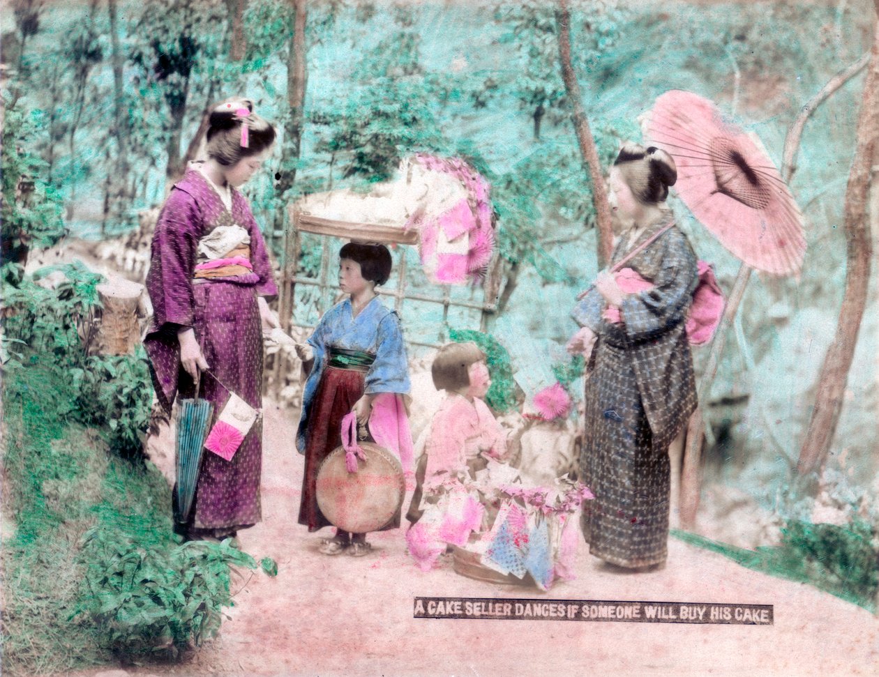 A Cake Seller Dances if Someone Will Buy His Cake, Japan by Unbekannt