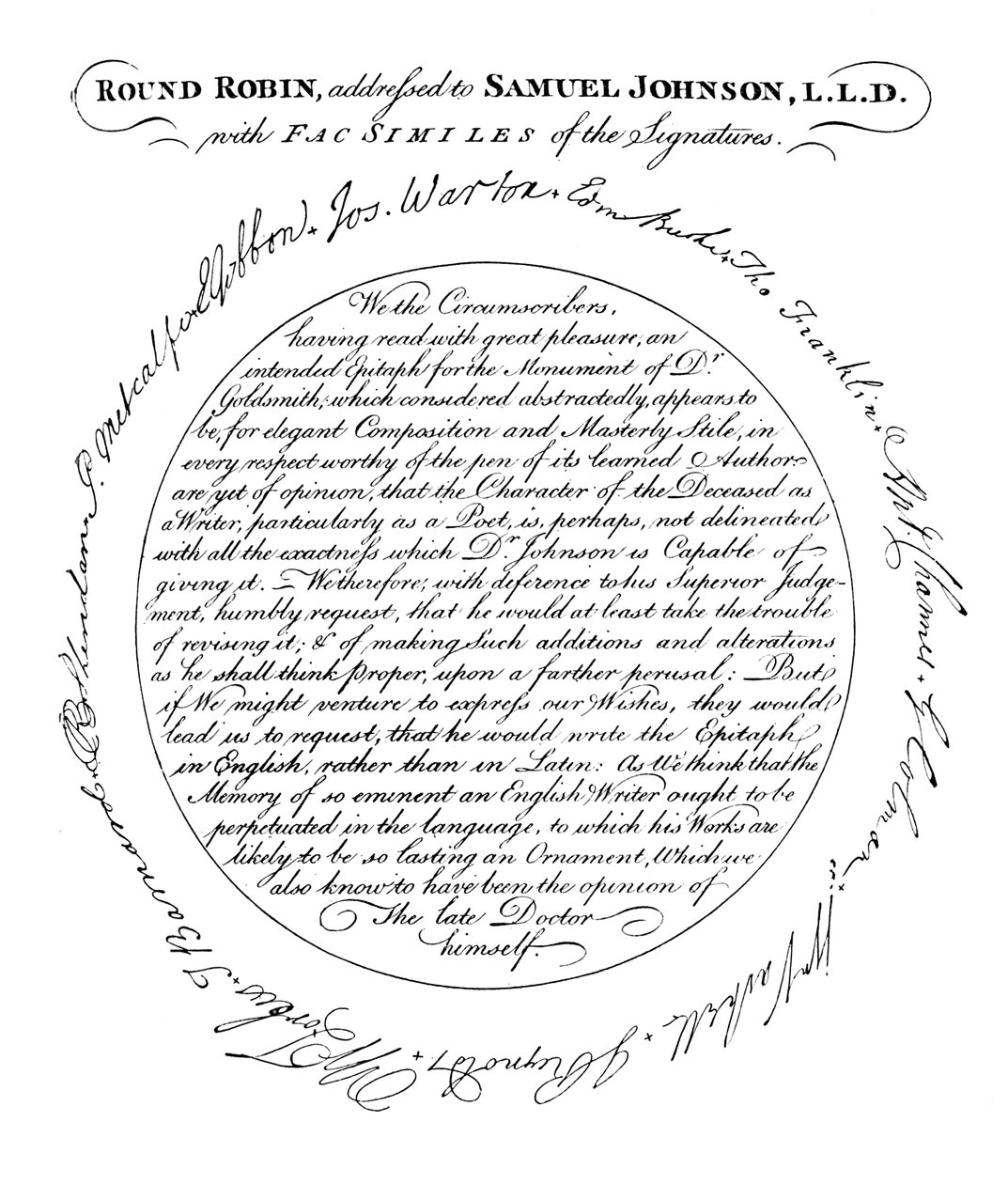 A facsimile of the plate in the first edition of Boswell
