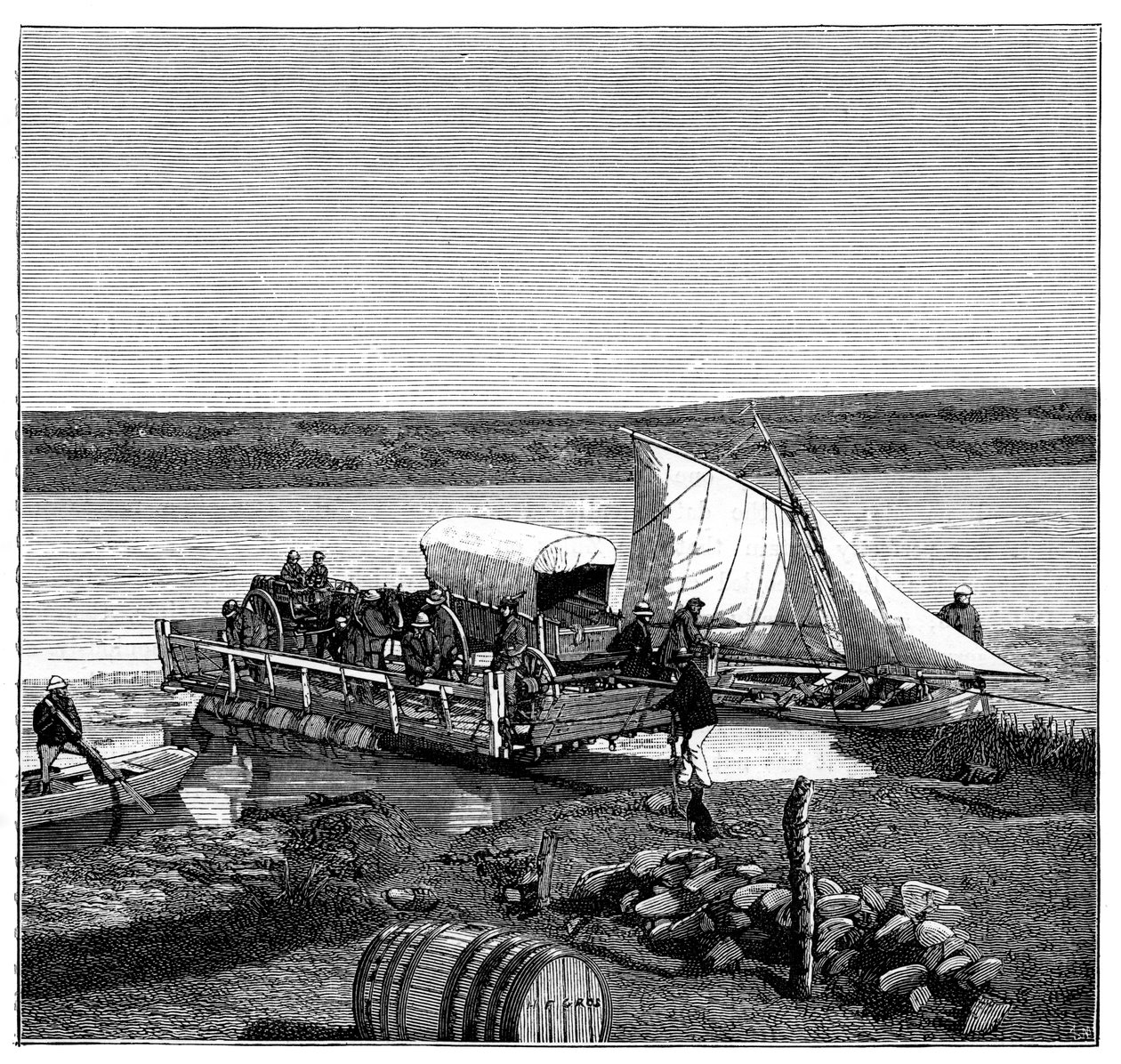A Ferry on the Vaal River, Transvaal, South Africa, c1890 by Unbekannt