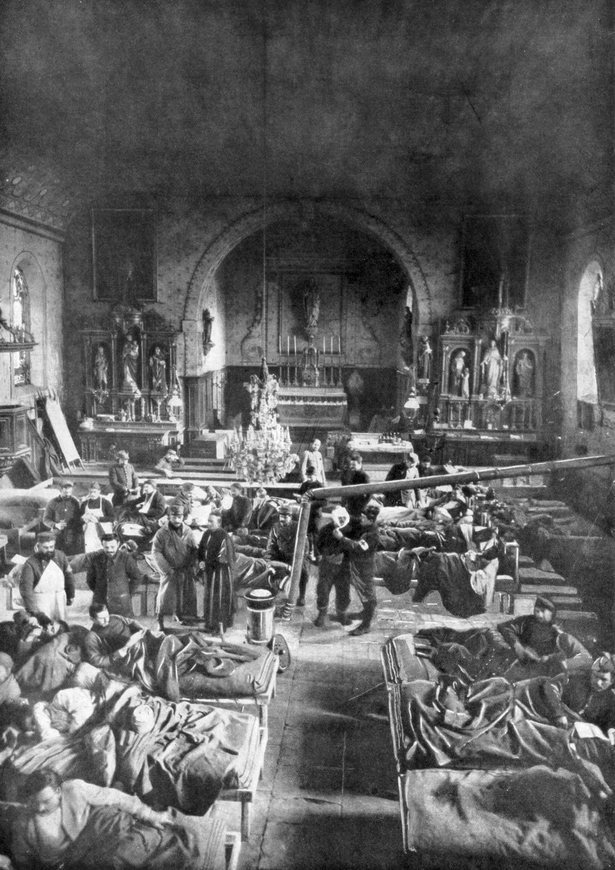 A Field Station at the Front, in the Nave of a Rural Church, World War I by Unbekannt