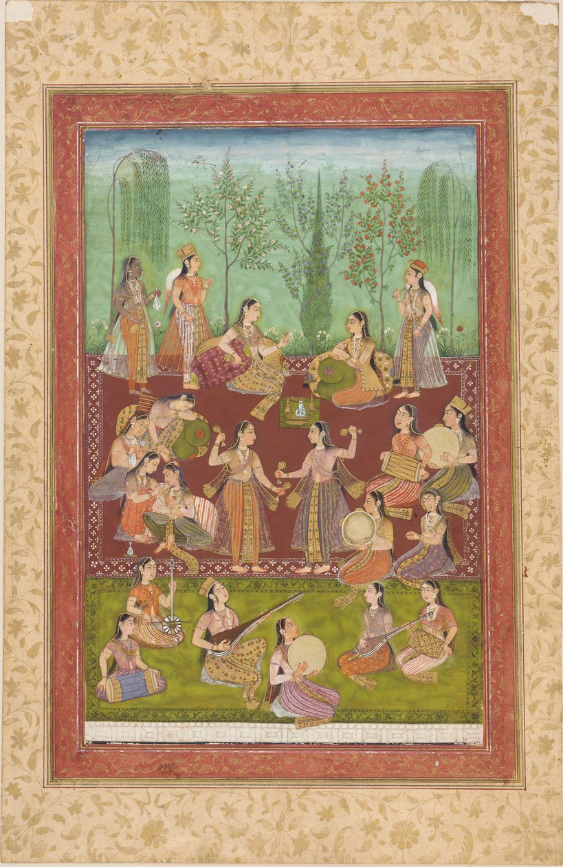 A Group of Women in a Garden, Entertaining Themselves with Music and Dancing by Unbekannt