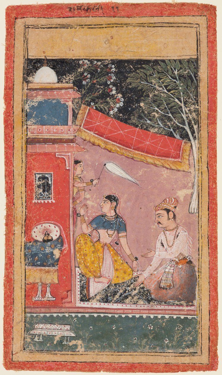 A page from a Ragamala series: Ramakali Ragini of Hindol Raga by Unbekannt