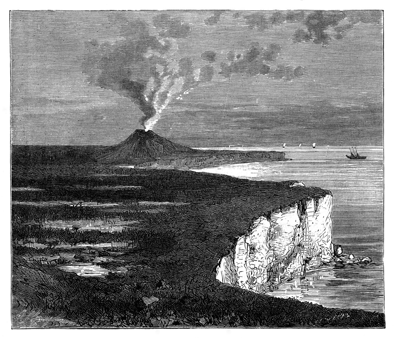 A shield volcano on Reunion island, Indian Ocean, c1890 by Unbekannt