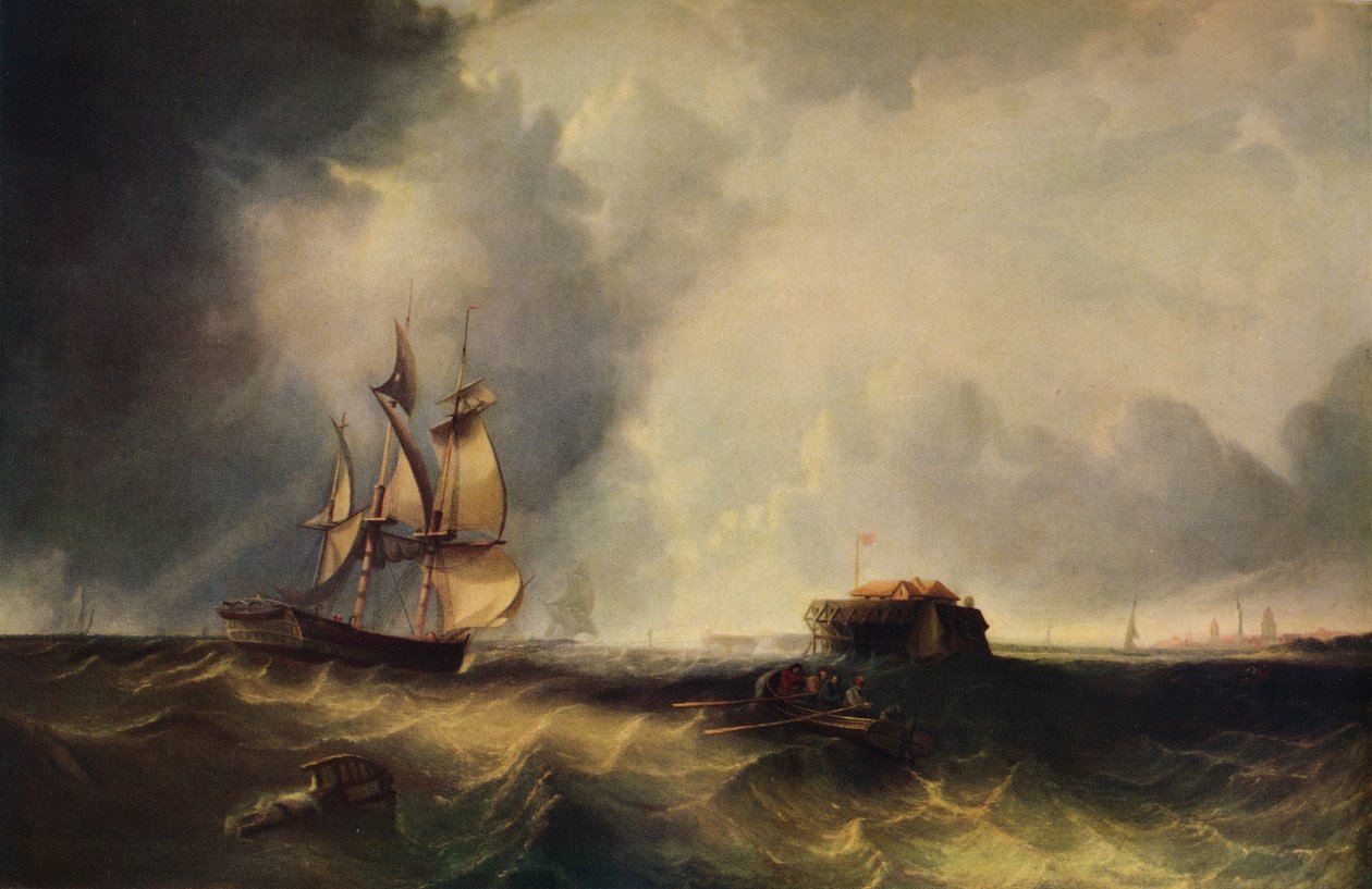 A Ship, and Men in a Rowing Boat off Calais, c1830, 1938 by Unbekannt