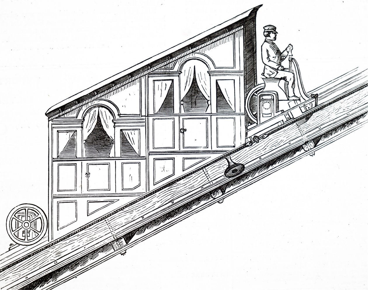 A side elevation of the car on the Vesuvius funicular railway by Unbekannt