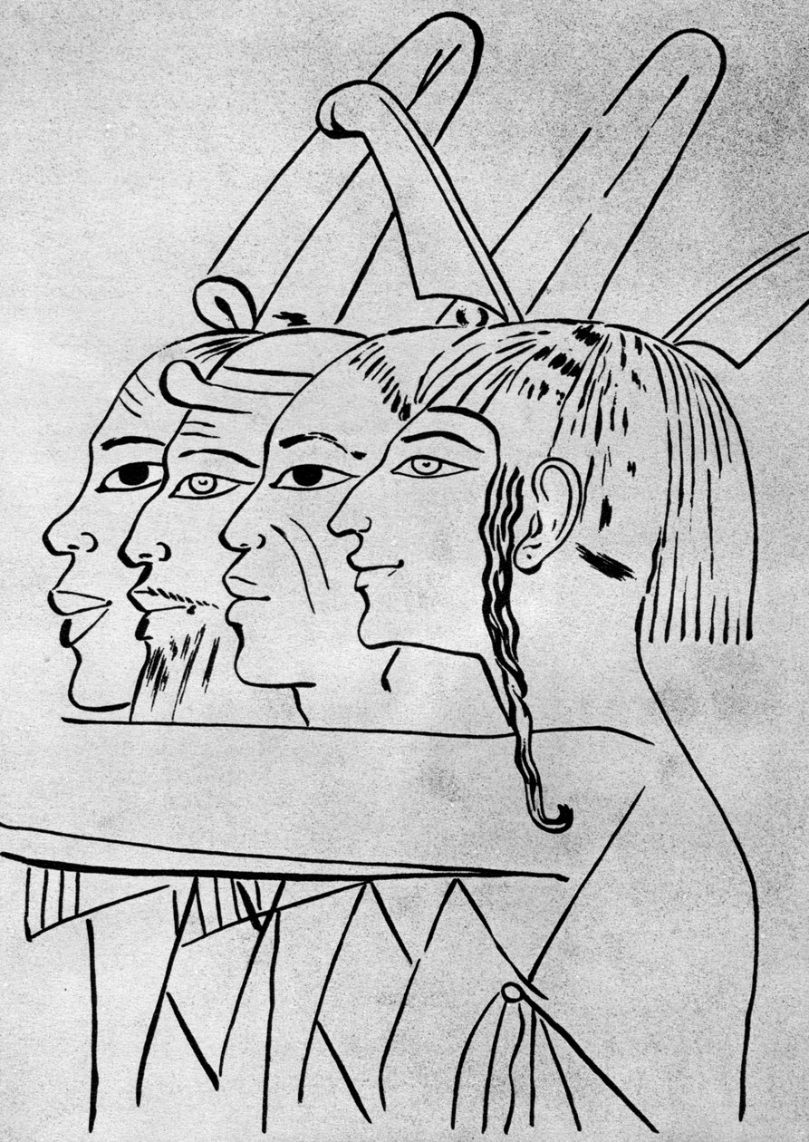 A Sketch of African and Asian Men from the Tomb of King Seti I, Thebes, Egypt by Unbekannt