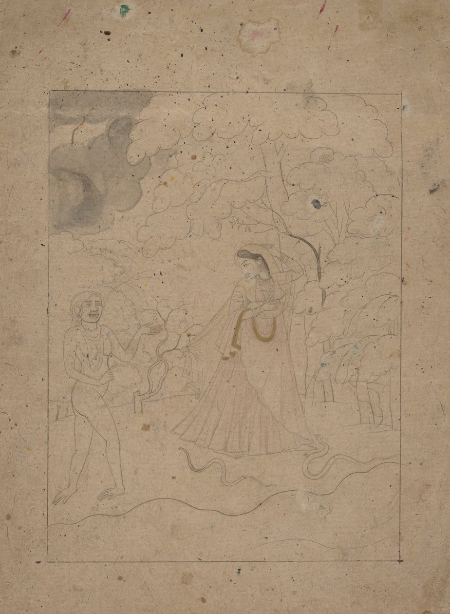 Abhisarika Nayika Heroine Braving the Night, ca. 1800 by Unbekannt