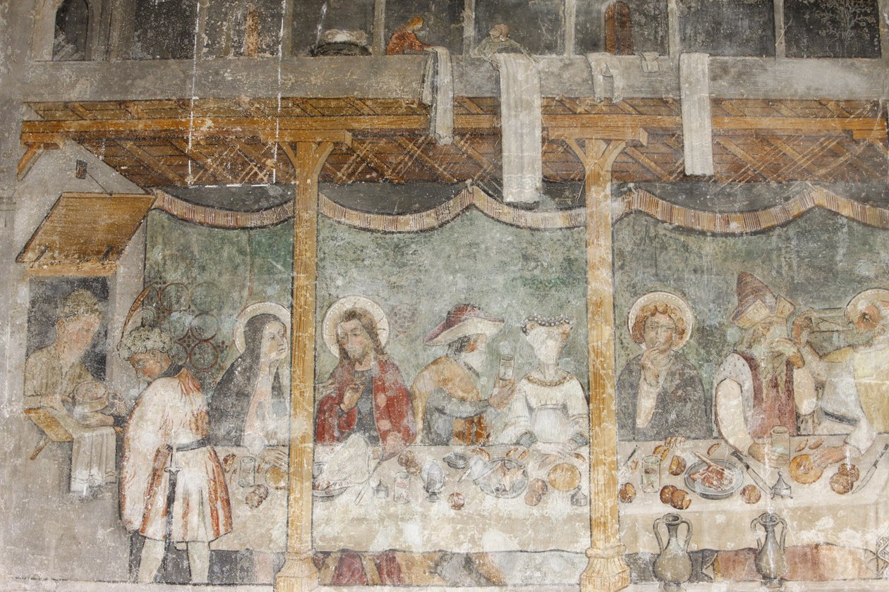 Abondance Abbey Church fresco: The Wedding at Cana, Abondance, France by Unbekannt
