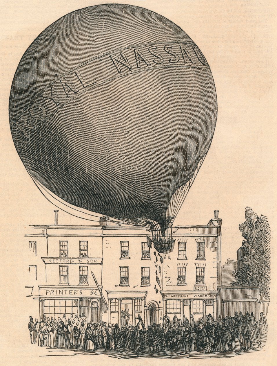 Accident to the Nassau Balloon in the London-Road, 1849 by Unbekannt
