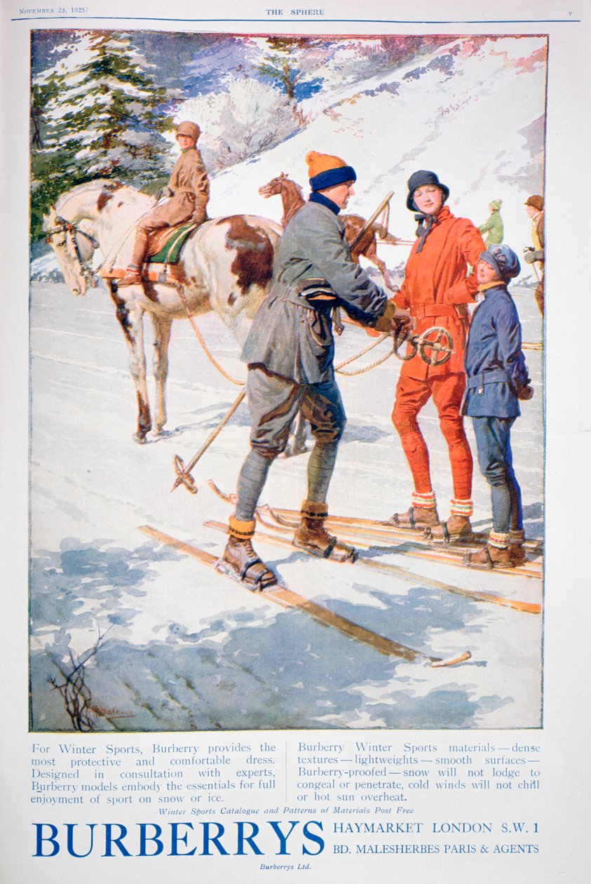 Advert for Burberry winter sports dress by Unbekannt