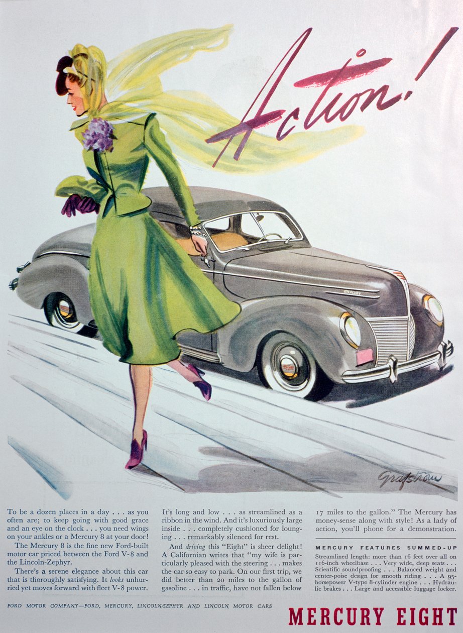 Advert for the Mercury Eight motor car by Unbekannt
