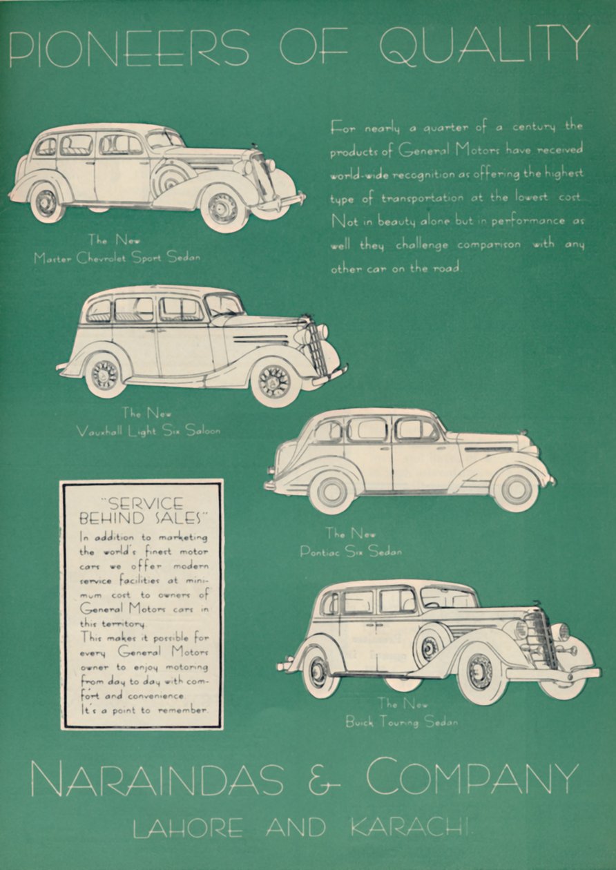 Advertisement for Naraindas & Company, suppliers of motor cars by Unbekannt