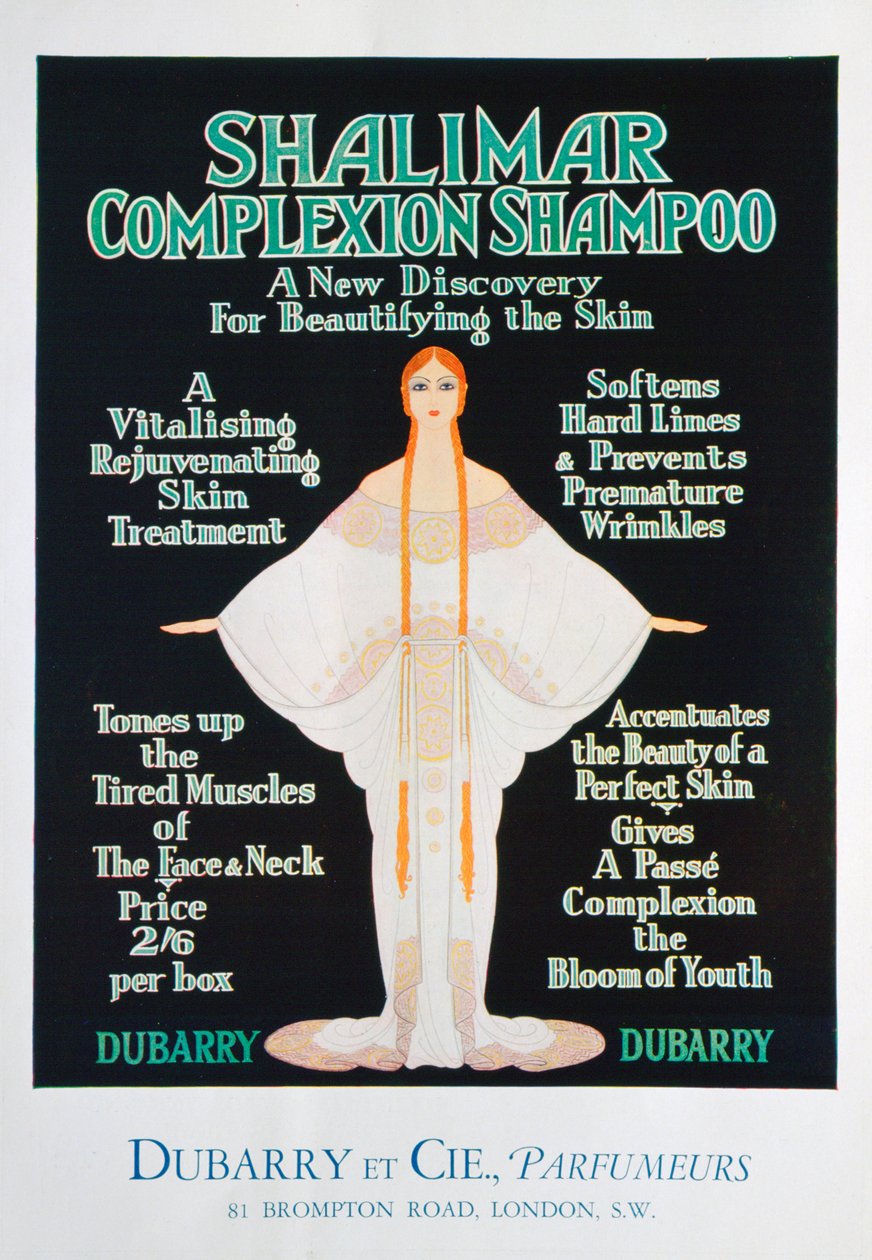 Advertisement for Shalimar complexion shampoo by Dubarry, 1930 by Unbekannt
