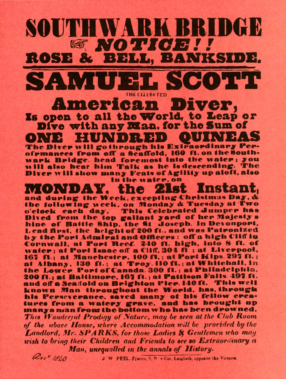 Advertisement for Stunt Shows by Samuel Scott by Unbekannt