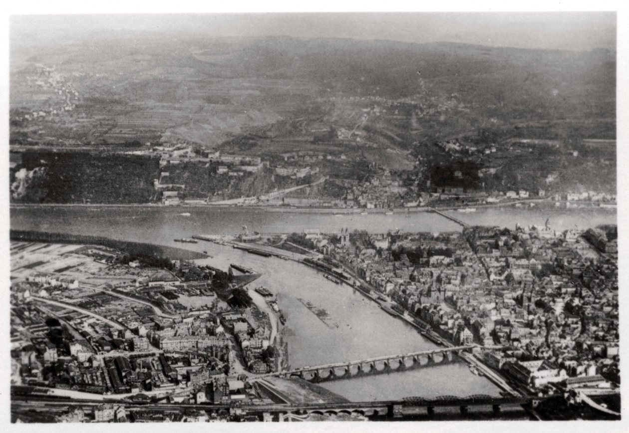 Aerial view of Koblenz, Rhine-Palantinate, Germany, from a Zeppelin by Unbekannt