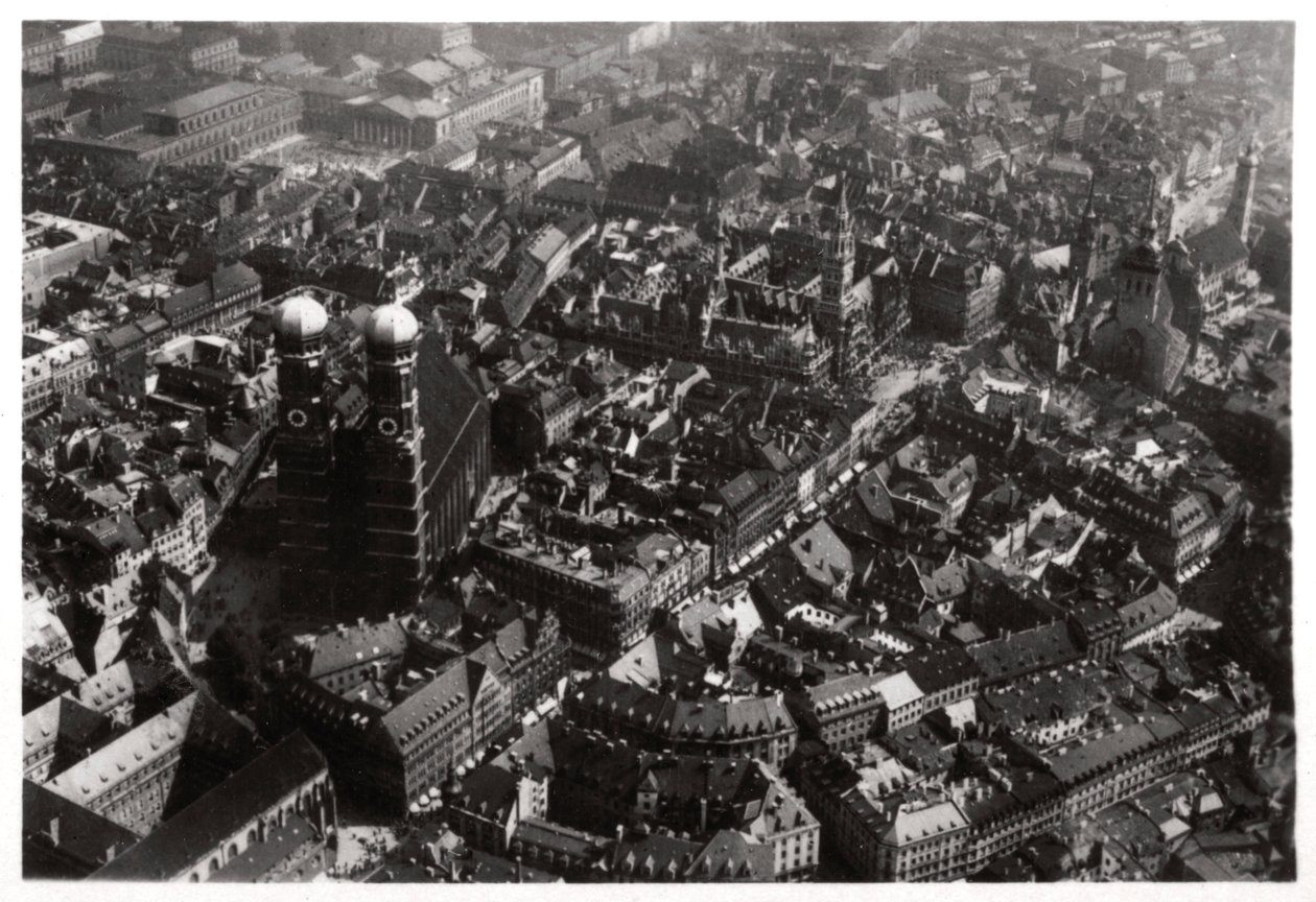 Aerial View of the Frauenkirche, Munich, Germany, from a Zeppelin by Unbekannt
