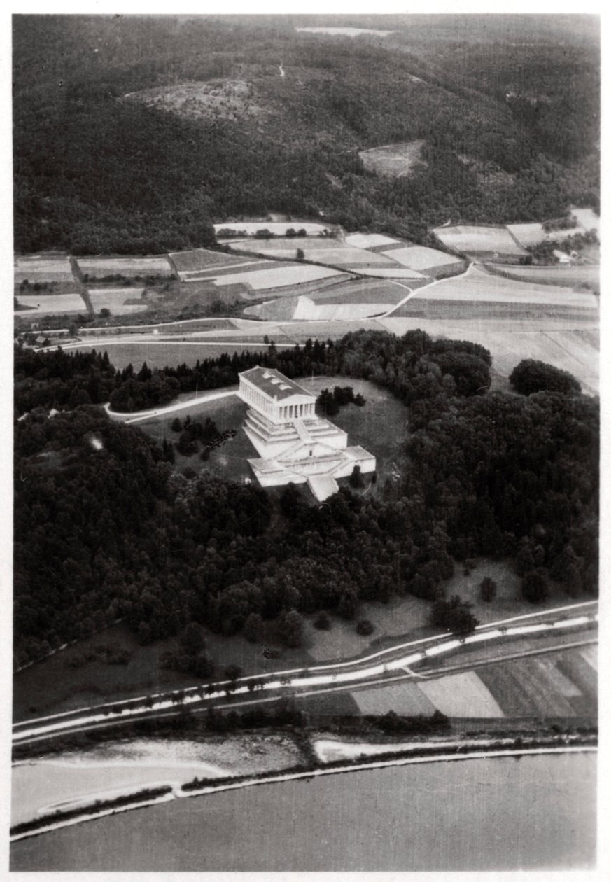 Aerial View of the Walhalla Temple, near Regensburg, Germany, from a Zeppelin, c1931 by Unbekannt