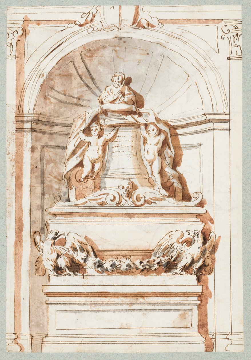 Album Page, A Tomb Monument by Unbekannt