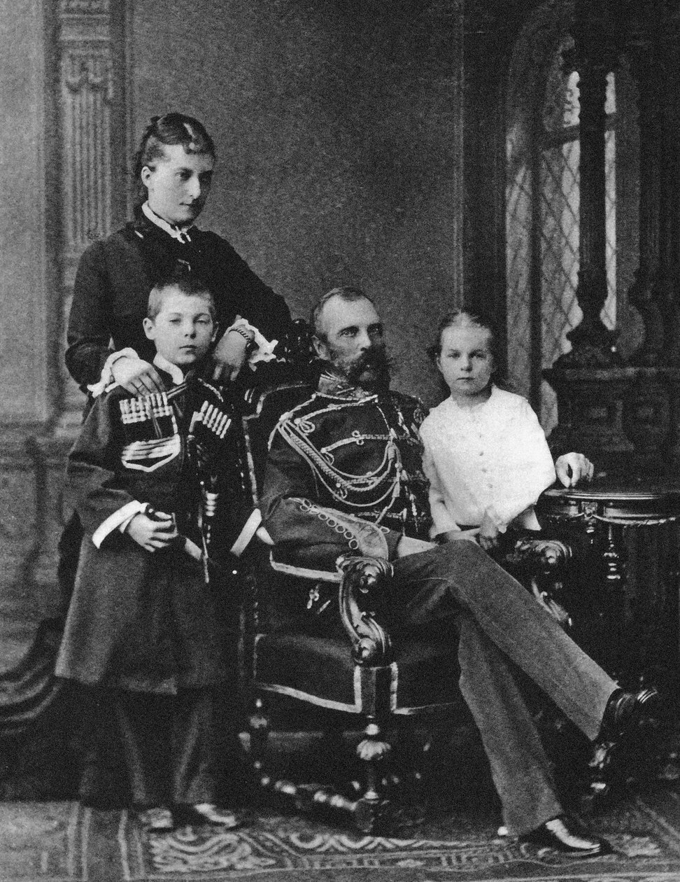 Alexander II of Russia and Princess Ekaterina Mikhailovna Yurievskaya with Children by Unbekannt
