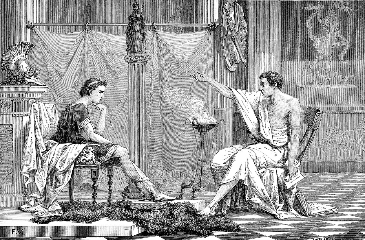 Alexander the Great as a youth, listening to his tutor Aristotle, c. 1875 by Unbekannt