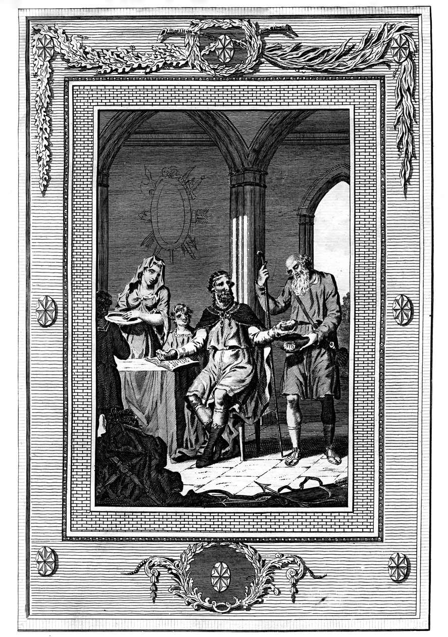 Alfred the Great Dividing His Loaf with a Poor Pilgrim by Unbekannt