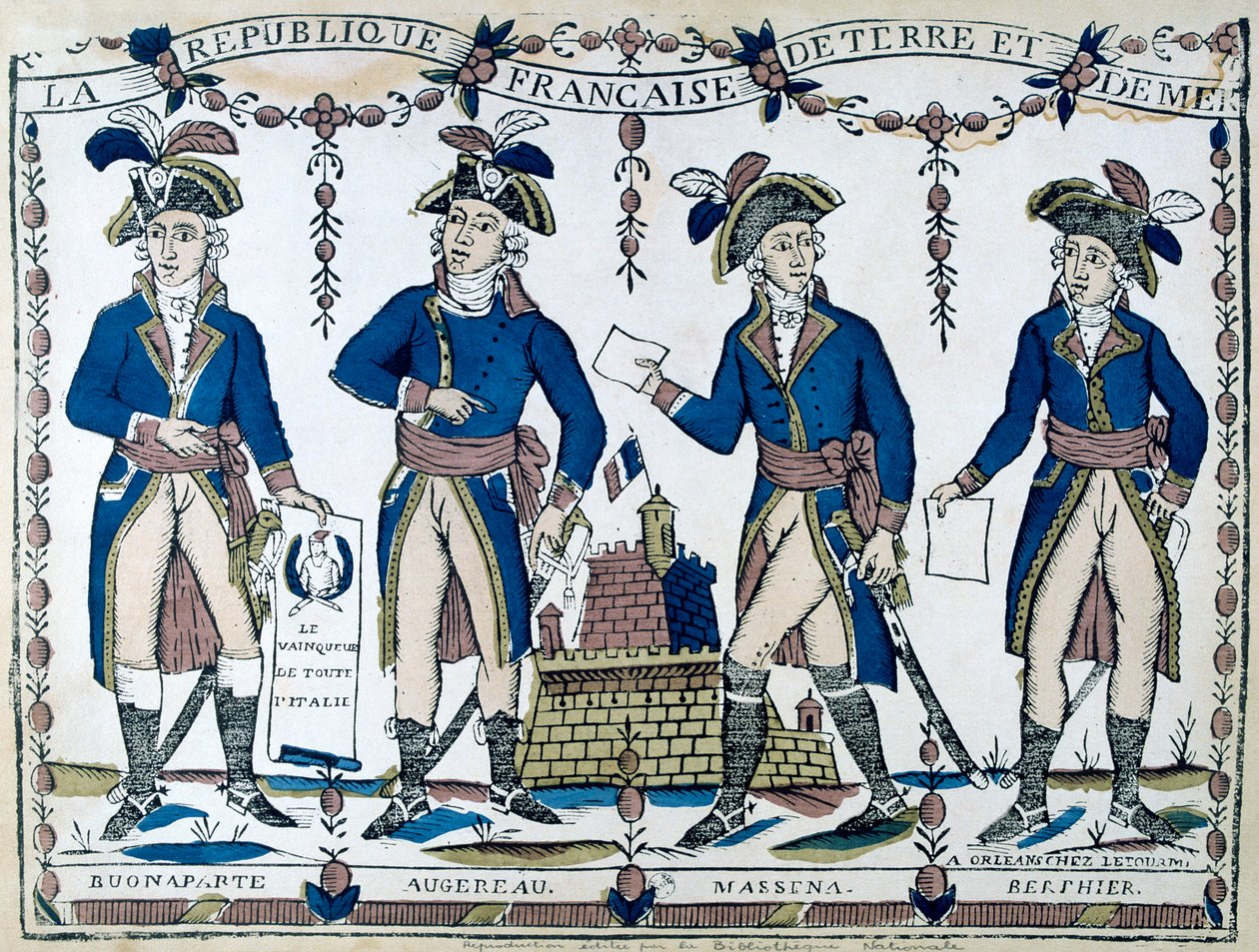 Allegories of Bonaparte, Augereau, Massina, Berphier, France by Unbekannt
