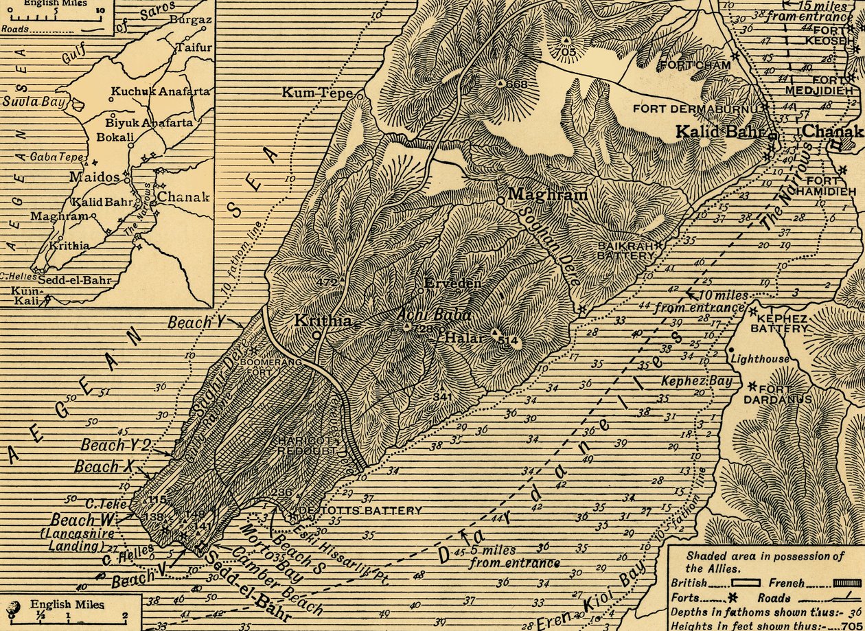 Allied Positions on the Gallipoli Peninsula in Turkey, First World War, July 1915, c1920 by Unbekannt