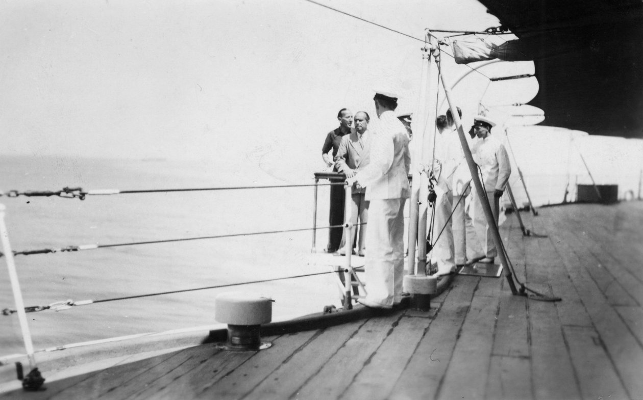 American Actor and Film Director Douglas Fairbanks, Sr on Board HMS Malaya, Venice, Italy 1938 by Unbekannt