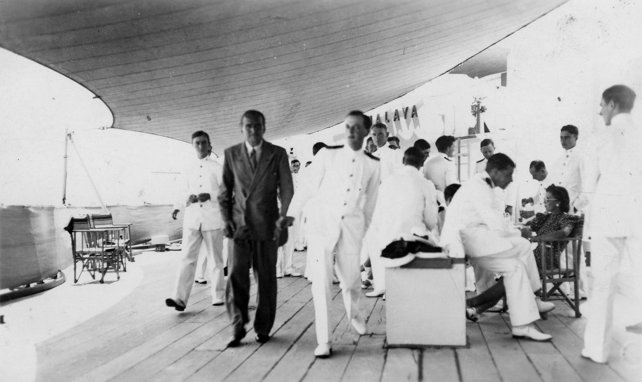 American actor and film director Douglas Fairbanks, Sr on board HMS Malaya, Venice, Italy by Unbekannt