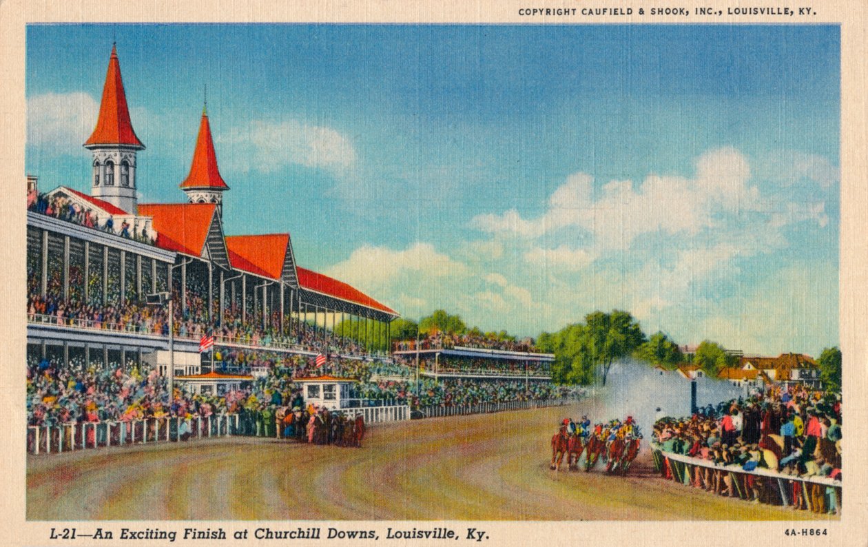 An Exciting Finish at Churchill Downs, Louisville, c1940 by Unbekannt