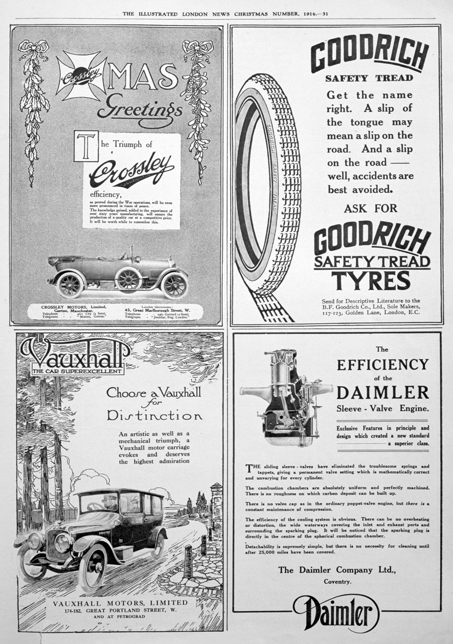 An advertising page in the Illustrated London News, Christmas, 1916 by Unbekannt