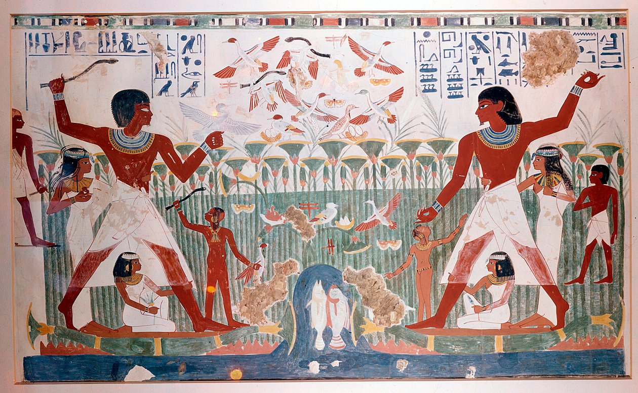 Ancient Egyptians Hunting Wildfowl with Throwing Sticks by Unbekannt