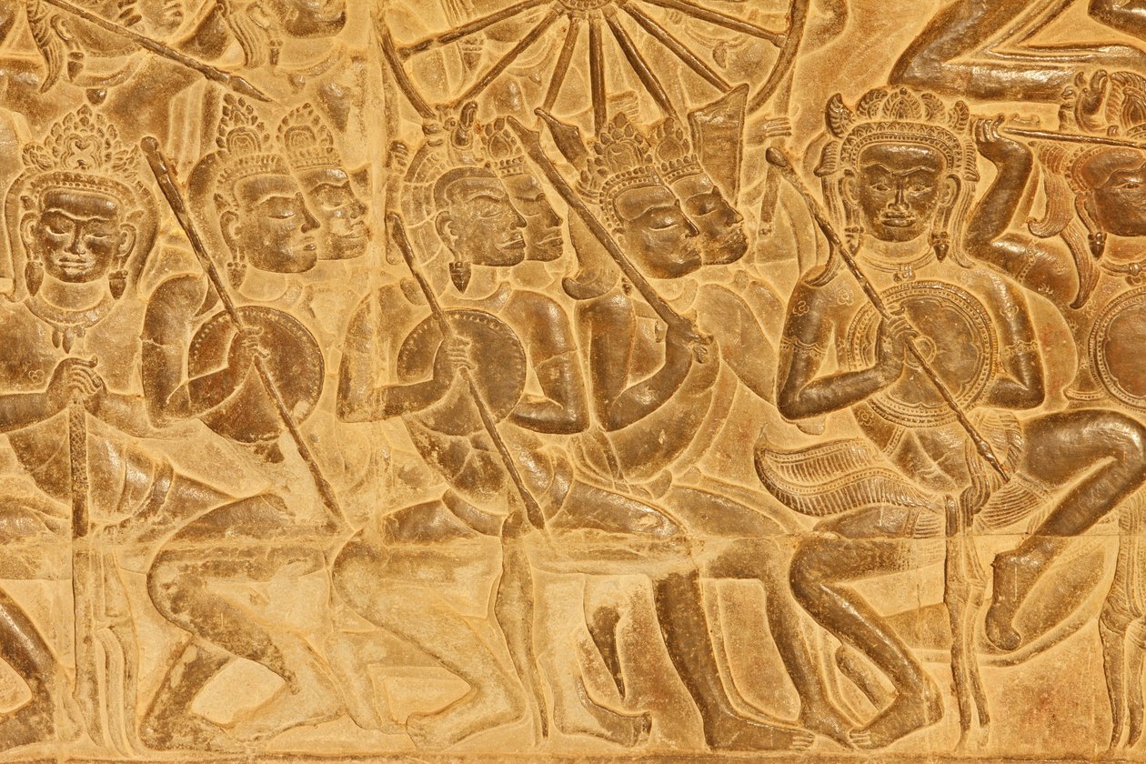 Angkor Wat Detail of Relief Sculpture From the Battle of Kurukshetra by Unbekannt