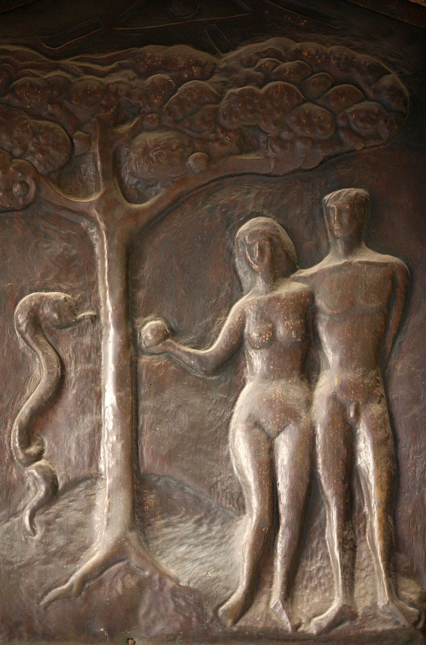 Annunciation Basilica Door Sculpture: Adam and Eve, Nazareth, Israel by Unbekannt