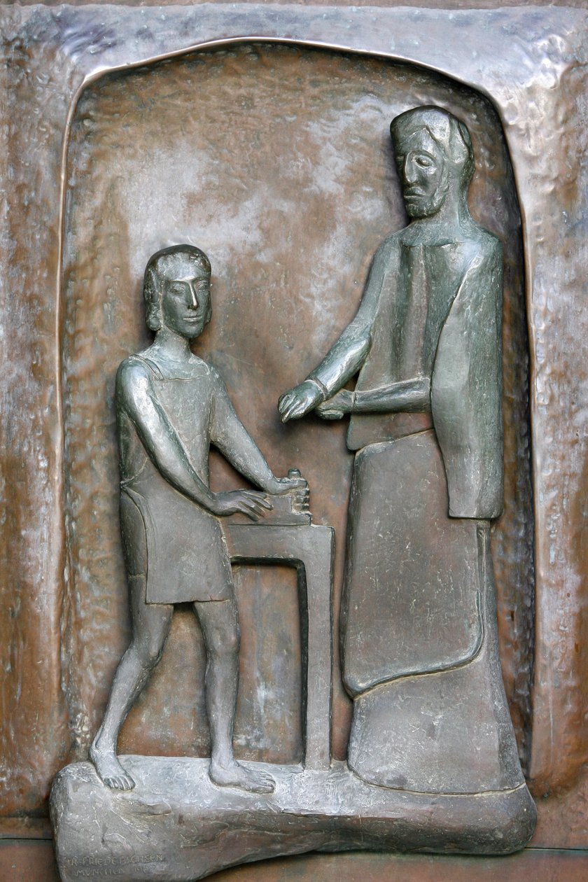 Annunciation Basilica Door Sculpture: Jesus and Joseph, Nazareth, Israel by Unbekannt