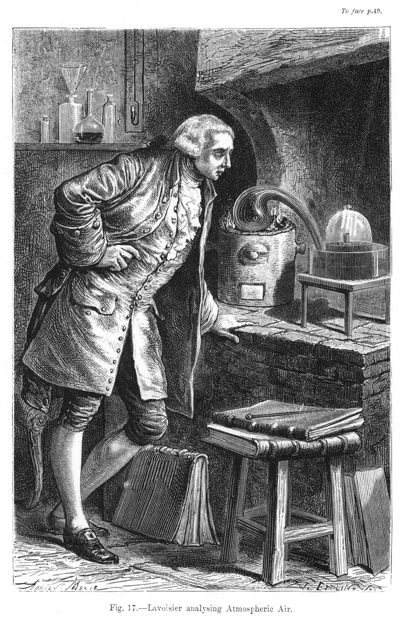 Antoine Laurent Lavoisier, French Chemist, Investigating the Existence of Oxygen in the Air, 1873 by Unbekannt