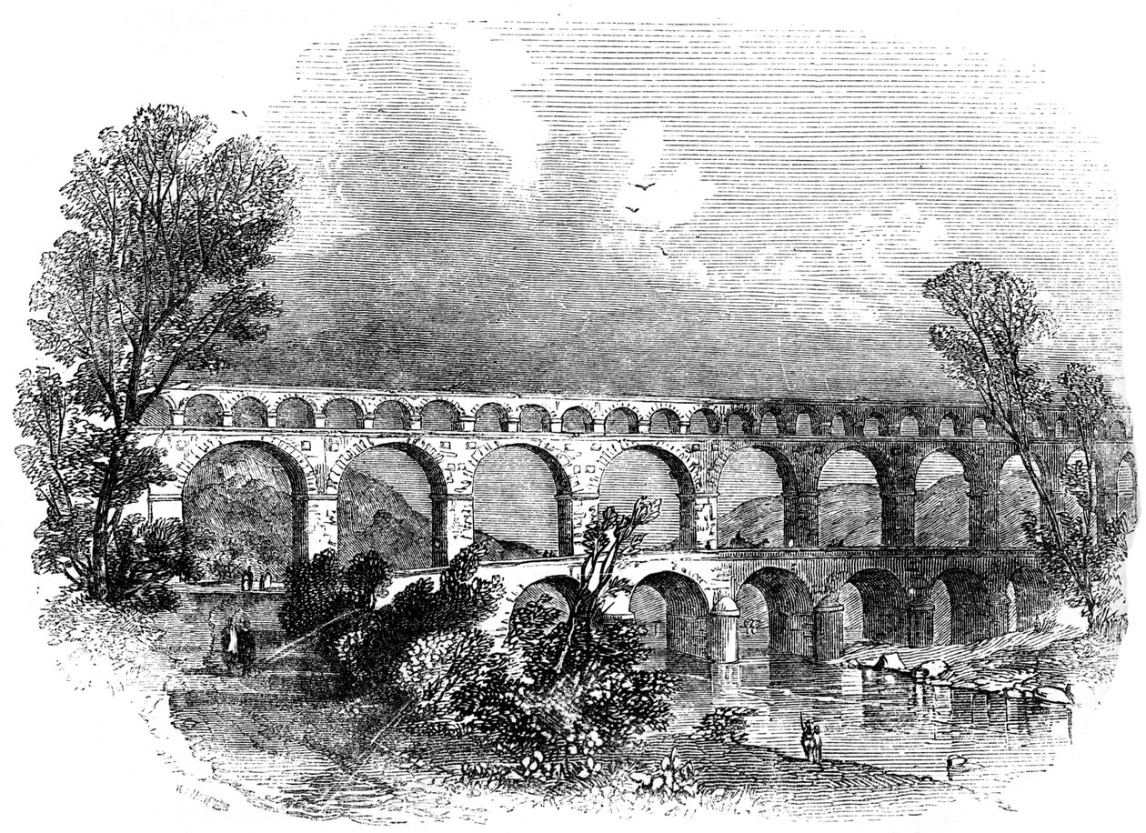 Aqueduct of Nimes at the Pont du Gard, France by Unbekannt